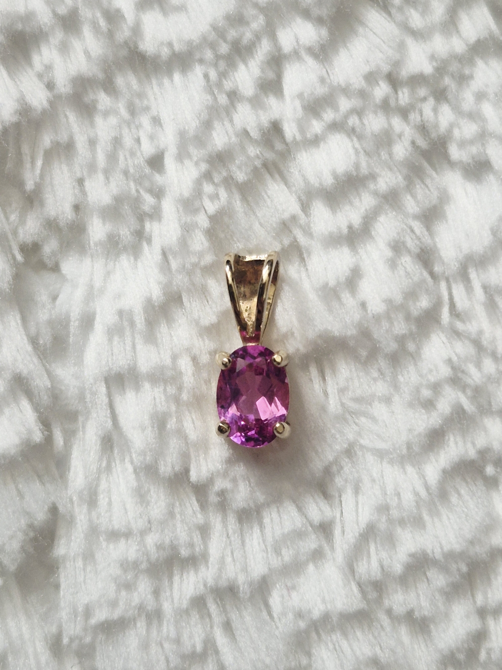 14k Yellow Gold Vermeil Pink Sapphire Danity Pendant - Picture 6 of 8